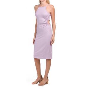 NWT Livi by Olivia Rae Ruched Side Cutout Midi Ribbed Dress in Lilac, Medium